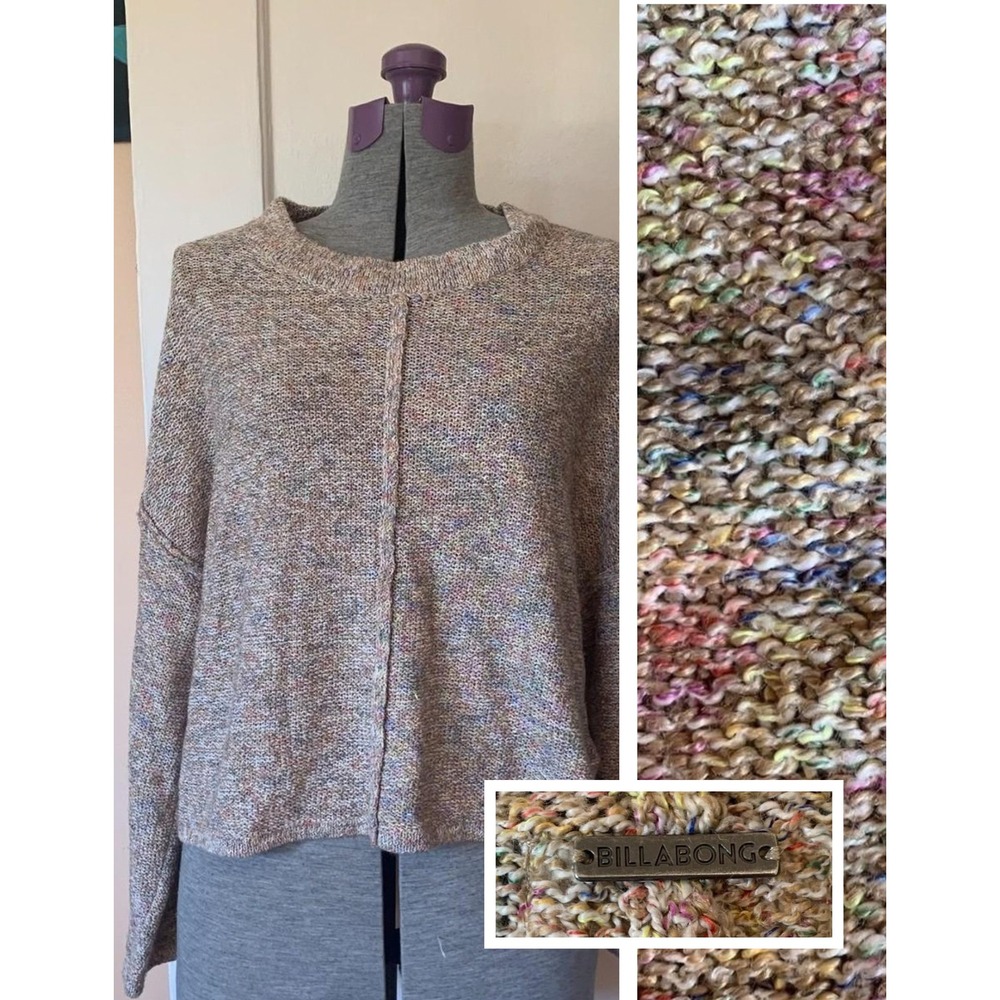 Billabong Womens Multi Color Space Dye Knit Crop Sweater Large